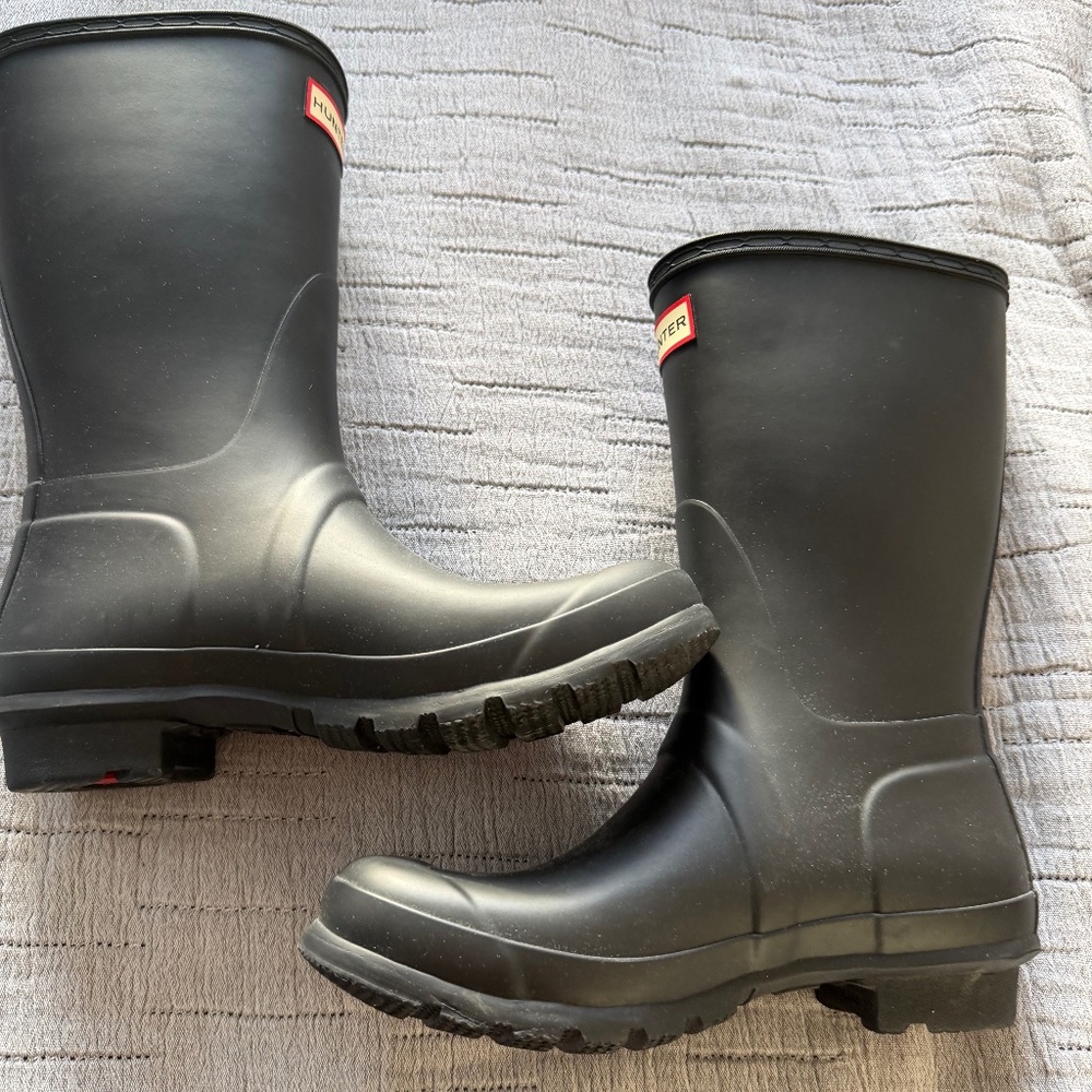 Hunter Original Back Adjustable Boot in Black Size 8